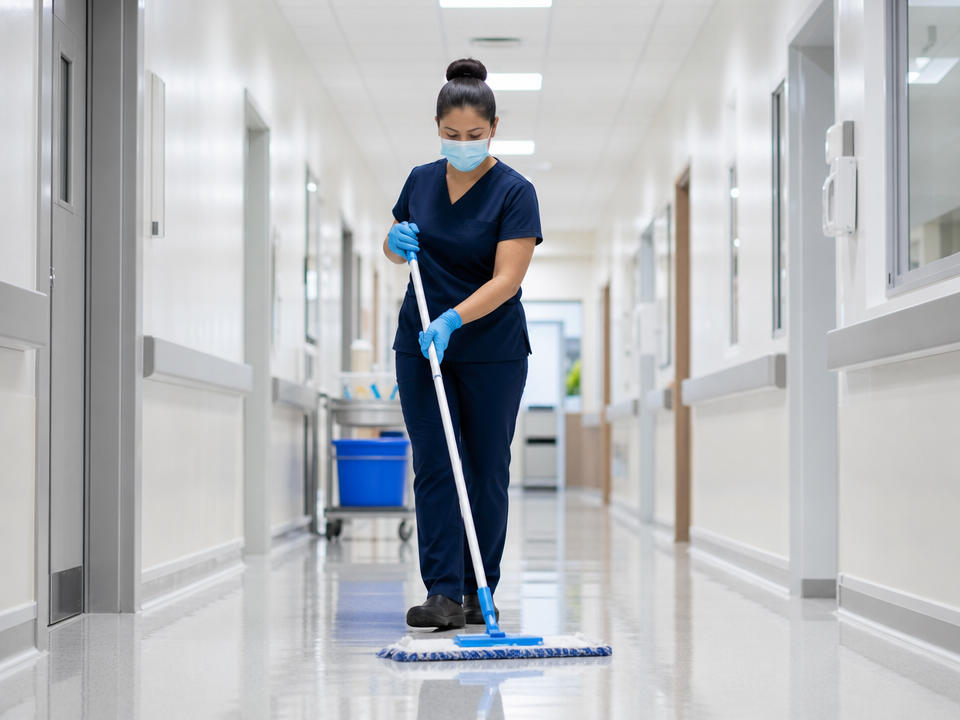 Spotless sanitized corridor in a medical facility